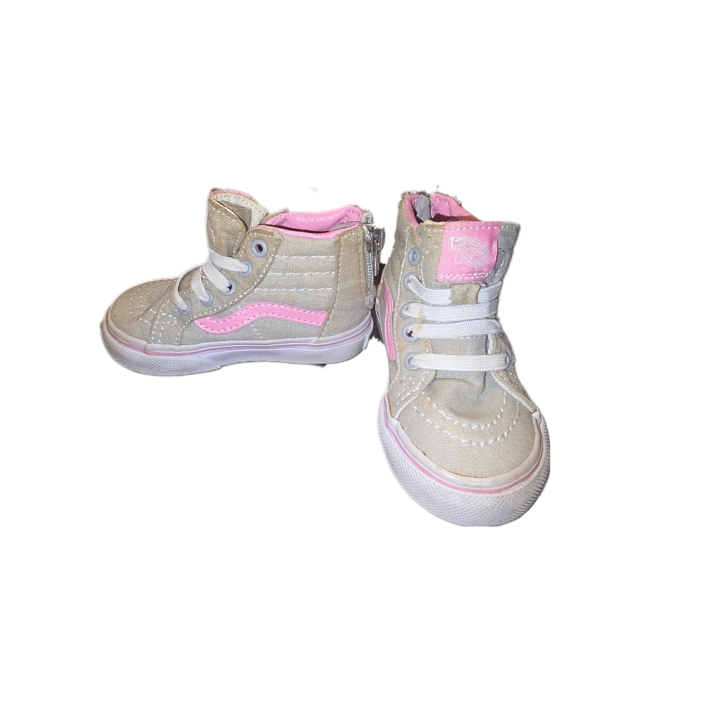 Toddler size 4.5 Vans. Pink/grey